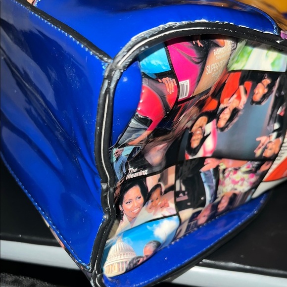 Colorful Collage Handbag with Blue Accents - Picture 5 of 9